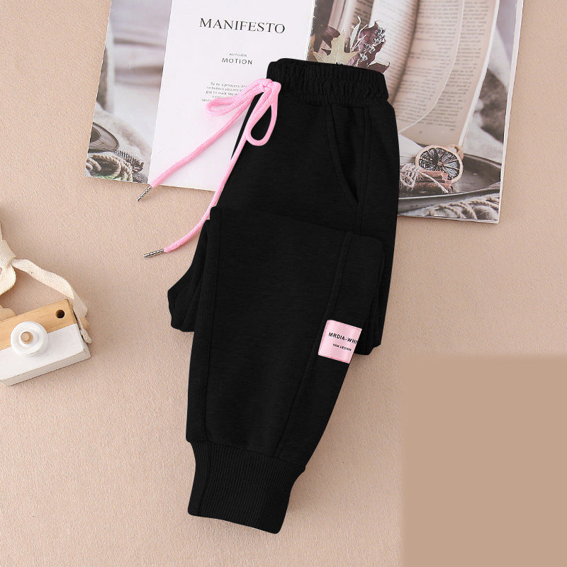 Girls' Sports Pants Casual Trousers Fleece-Lite Pants Sweatpants Girls' Spring Wear