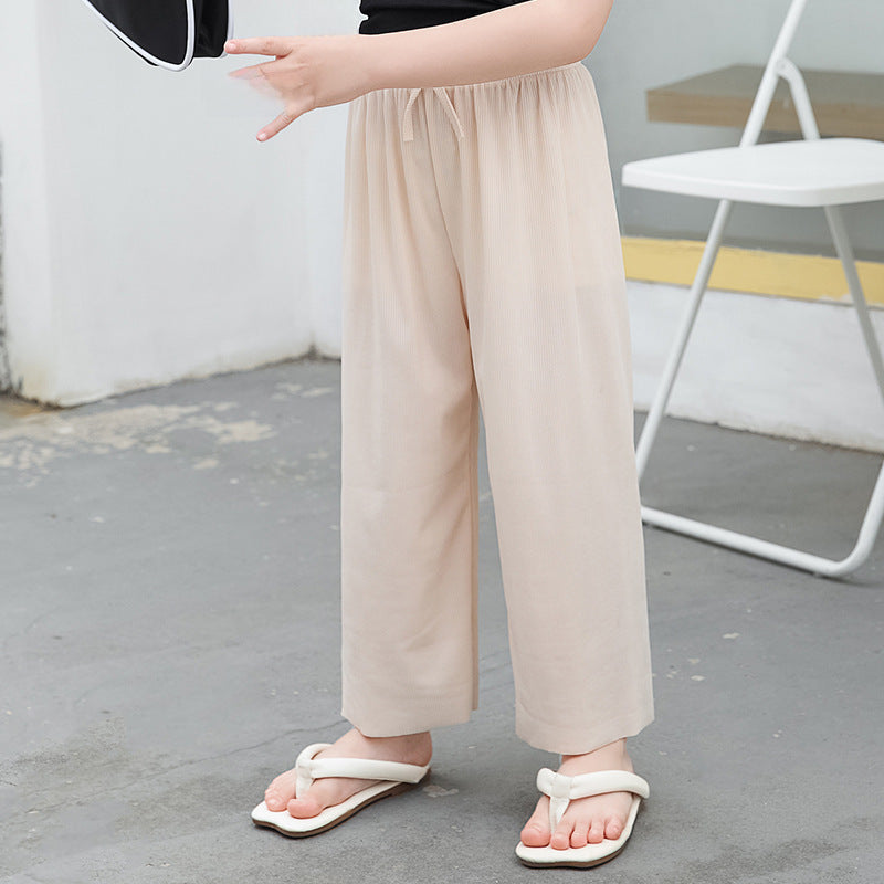 Girls' Mosquito-proof Pants  Loose Casual Ice Silk Cropped Wide-leg Pants