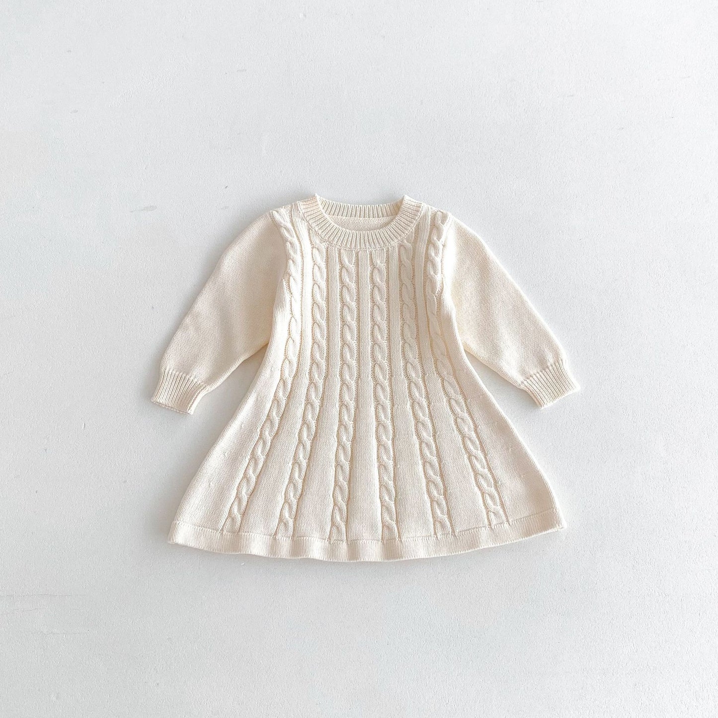 Sweater Skirt Twist Round Neck Long Sleeve Warm Knitted Dress For Autumn And Winter