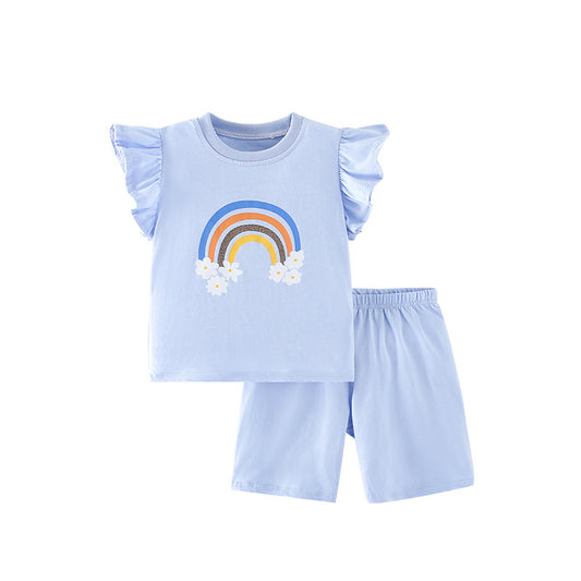 Girl and baby T-shirt And Shorts Two-piece Set