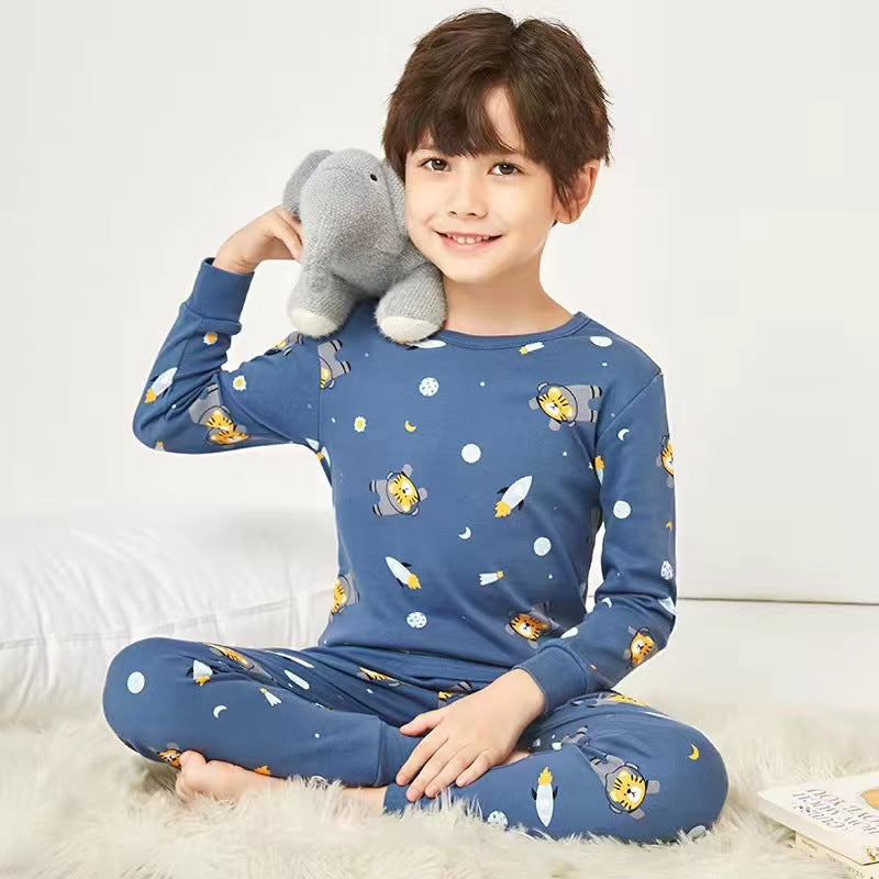 Children's Autumn Clothes Set Cotton Boys' And Girls' Autumn Trousers Thermal Underwear Cotton Baby's Base Clothes Pajamas Cotton Sweater