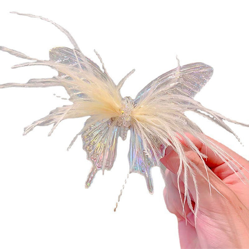 Butterfly Hairpin Mermaid Ji Three-dimensional Feather Hairpin Girls' Hair Accessories Baby Headdress Accessories