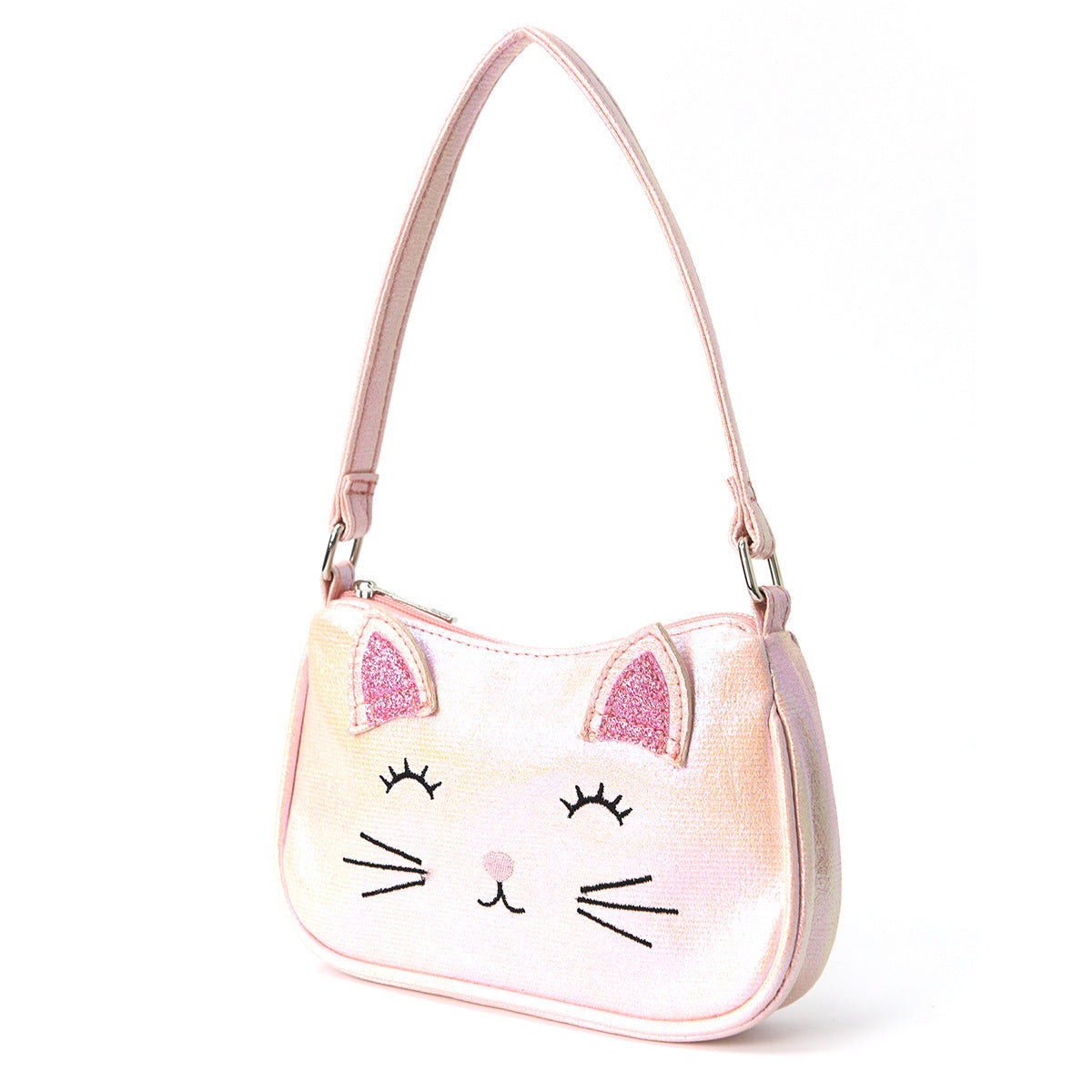 Children Girl Mini Cute Cat Embroidery Handbag Suitable For Little Girls Kindergarten Primary School Students Daily Outdoor Travel