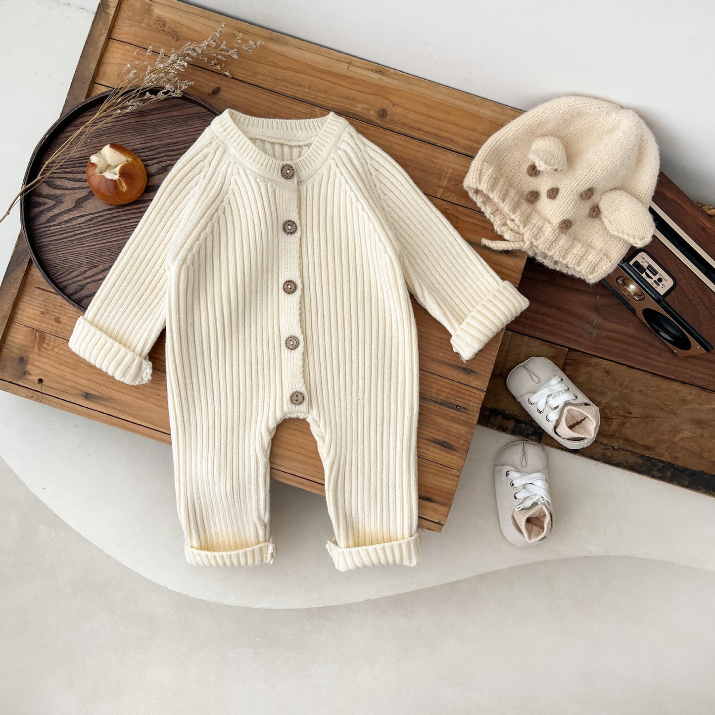 Baby Jumpsuit Solid Color Knitted Romper Newborn Spring Clothing Sweater Romper