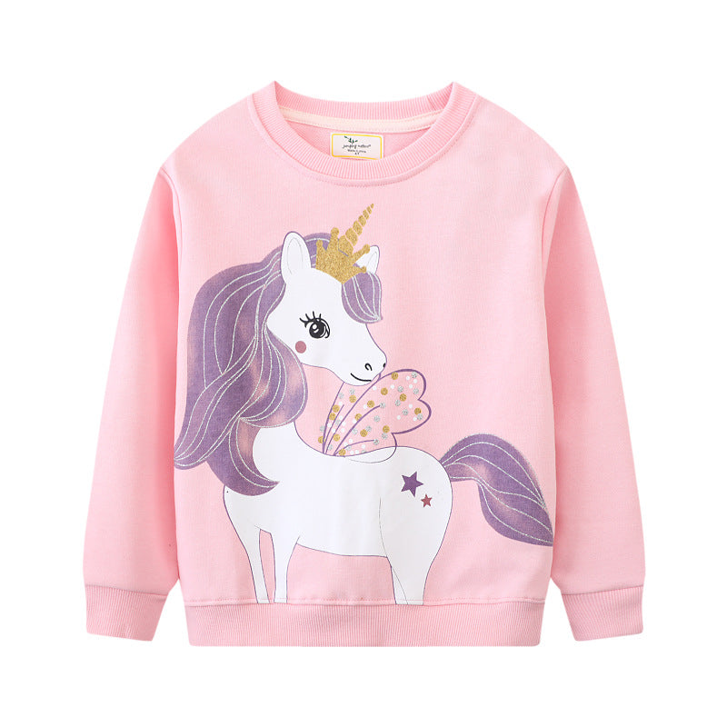 Girls' Sweater Knitted Terry Cotton Long Sleeve Cartoon Sweater