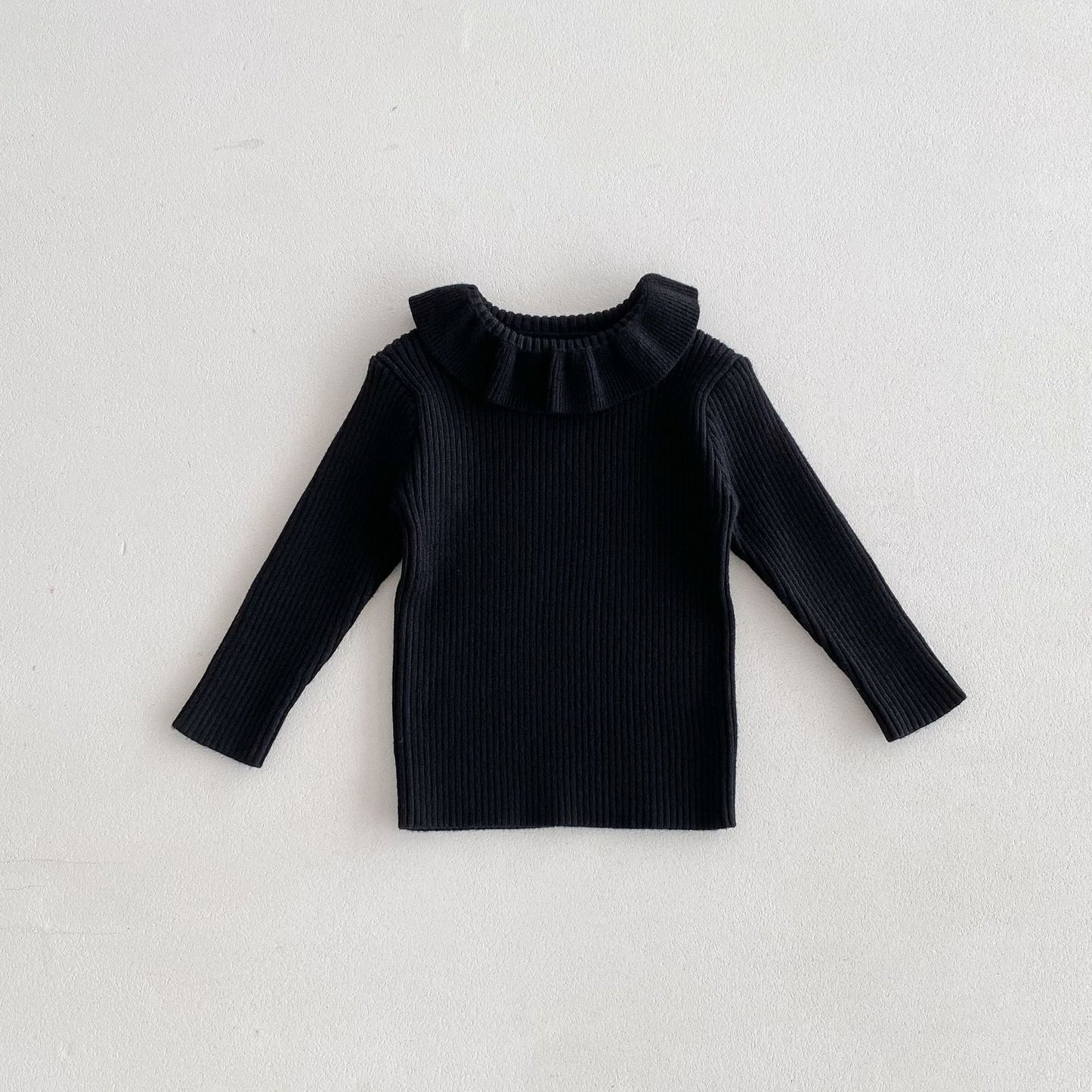 Sweater Outer Wear Lapel Top For Baby Girls Solid Color All-match Autumn And Winter Bottoming Pullover Sweater