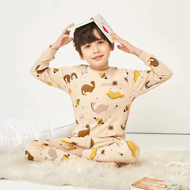 Children's Autumn Clothes Set Cotton Boys' And Girls' Autumn Trousers Thermal Underwear Cotton Baby's Base Clothes Pajamas Cotton Sweater