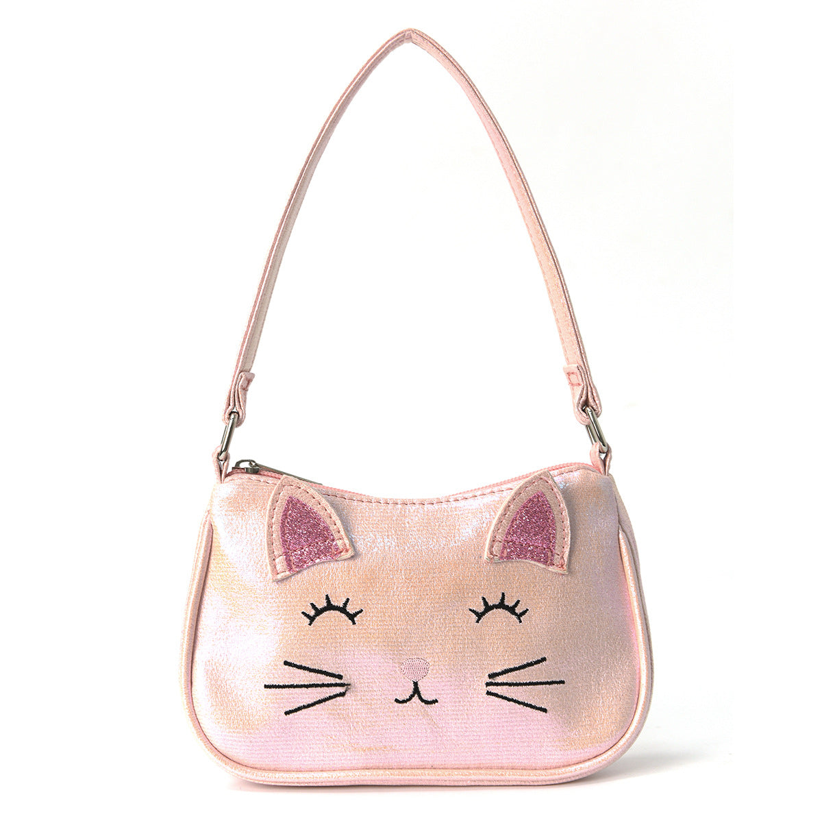 Children Girl Mini Cute Cat Embroidery Handbag Suitable For Little Girls Kindergarten Primary School Students Daily Outdoor Travel