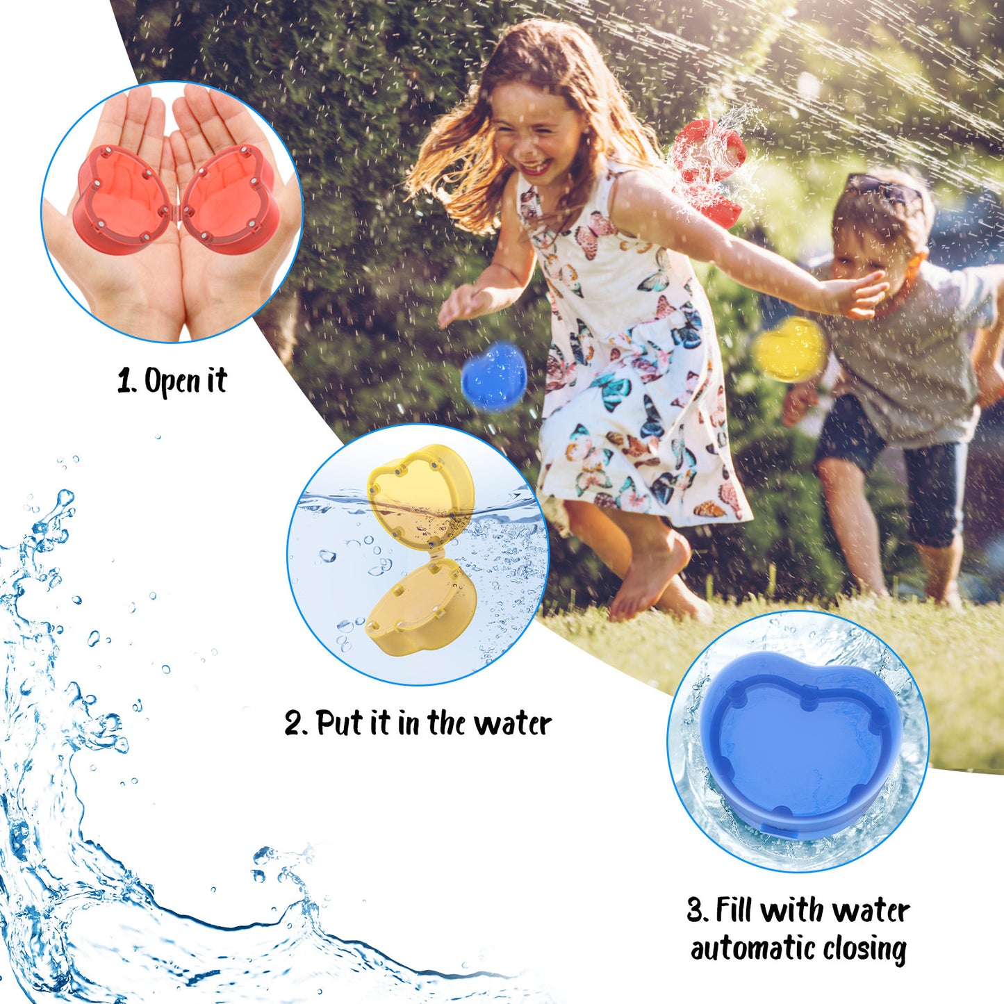 Summer Children's Water Injection Reusable Water Burst Balloon Magnetic Seal