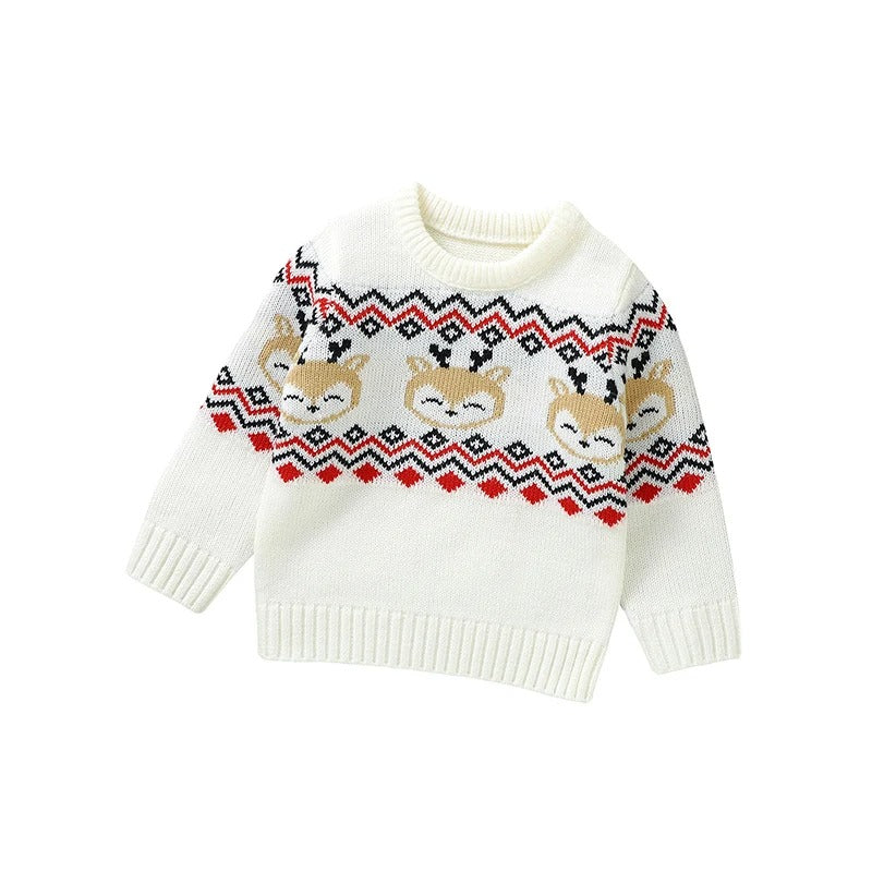 Boys And Girls Knitted Cartoon Christmas Elk Sweater