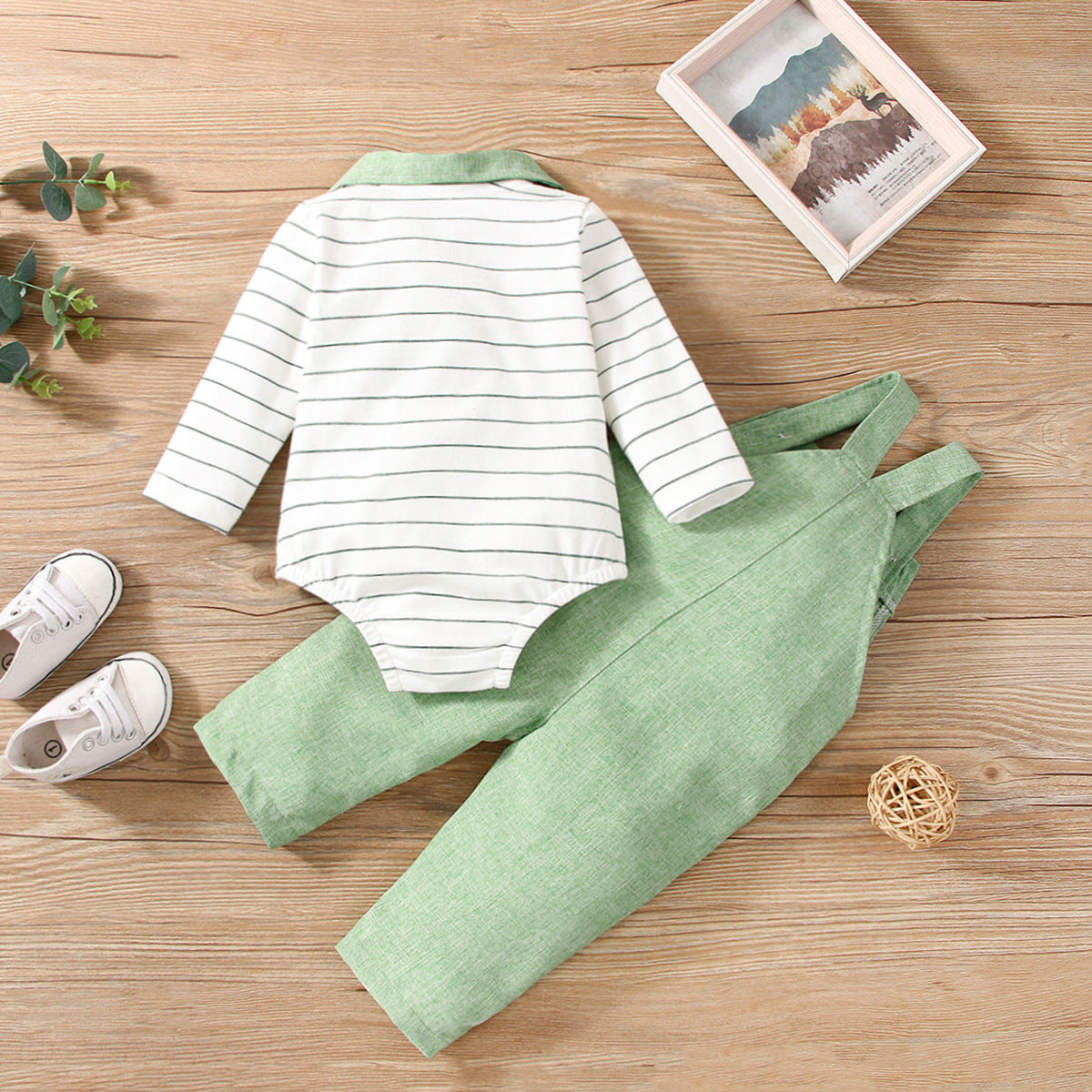 No Hooded Blouse And Pants Green Cotton Pullover Suit