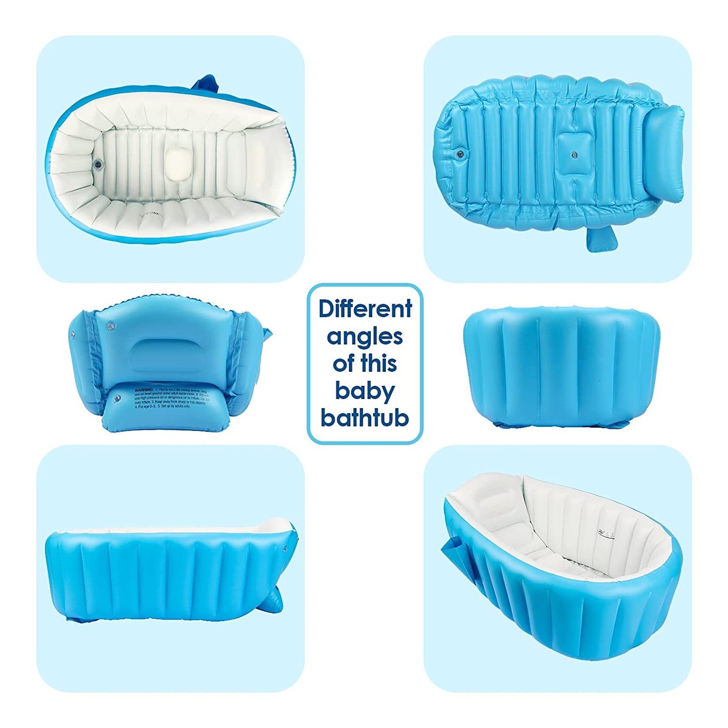 Inflatable Baby Bathtub with Air Pump, Portable Baby Bathtub Anti-Slip Bathtub Travel Bathtub