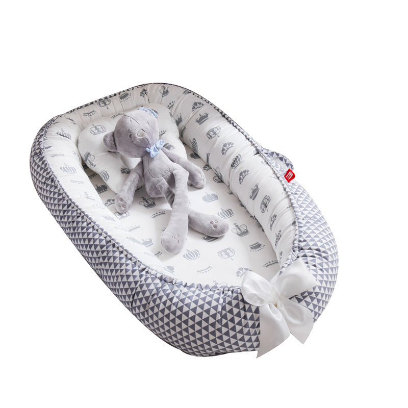 Cross-border Hemei Removable And Washable Portable Pressure-resistant Crib Bed Bionic Baby Nest Baby Pillow Travel Crib