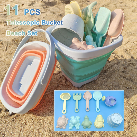 Beach Toy Set New Style Water Playing Beach Folding Bucket Sand Digging Shovel Children's Beach Sand Playing Tool Set