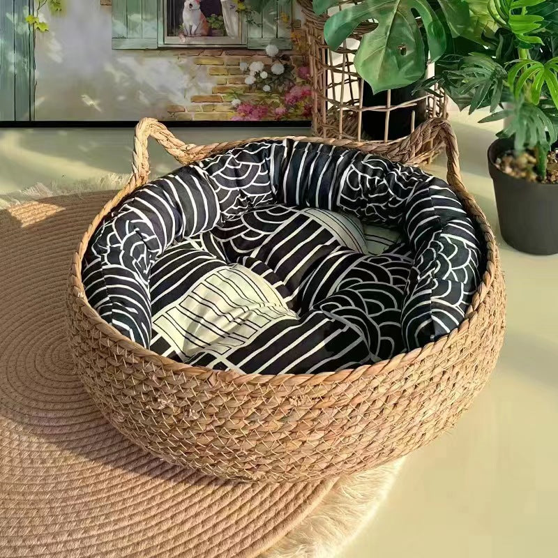 Kitty City Cat Bed, Cat House Bed, Sofa Bed, Cat Rope Bed ,straw Kitty Rattan Removable And Washable