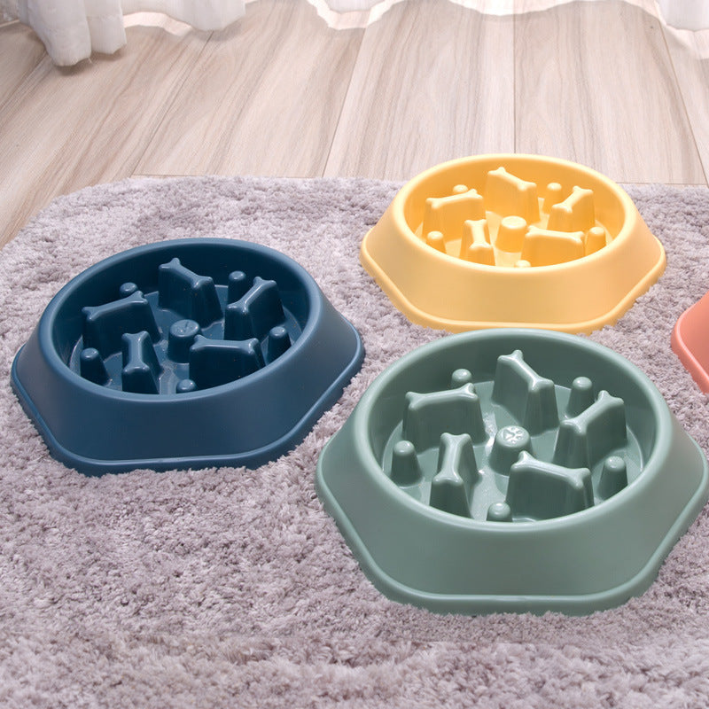 Pet Dog Feeder Pet Bowl Anti-choking Dog Bowl Dog Basin Bone Type Anti-overturning Slow Food Bowl Spot Wholesale