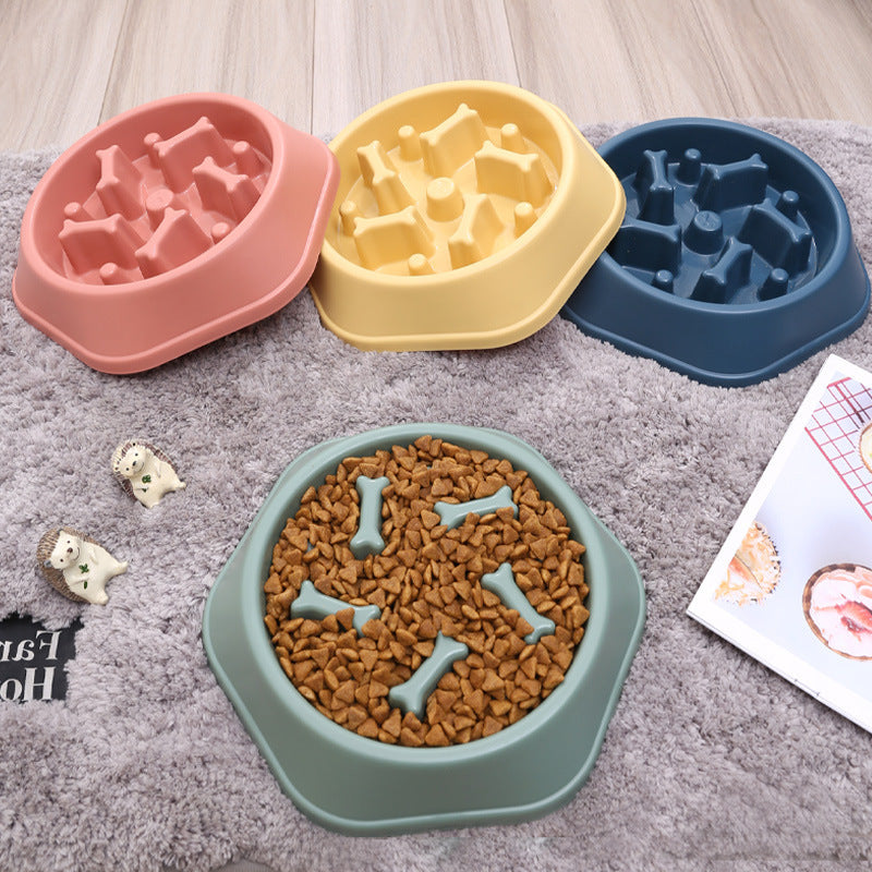 Pet Dog Feeder Pet Bowl Anti-choking Dog Bowl Dog Basin Bone Type Anti-overturning Slow Food Bowl Spot Wholesale